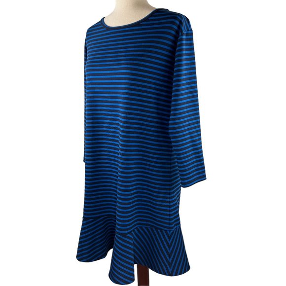 Preppy! Draper James Black & Royal Blue Stripes Tulip Hem Mini Dress Siz… - Picture 4 of 13
